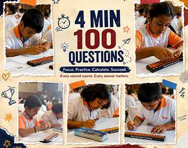 Students taking on the 4-minute, 100-questions abacus challenge